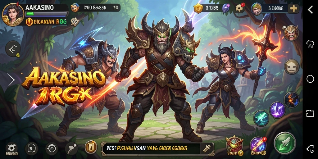 Tampilan gameplay AAKASINO yang epik dalam dunia RPG.