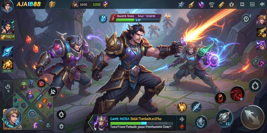 Tangkapan layar AJAIB88 menampilkan pertempuran tim yang seru dalam gameplay MOBA.