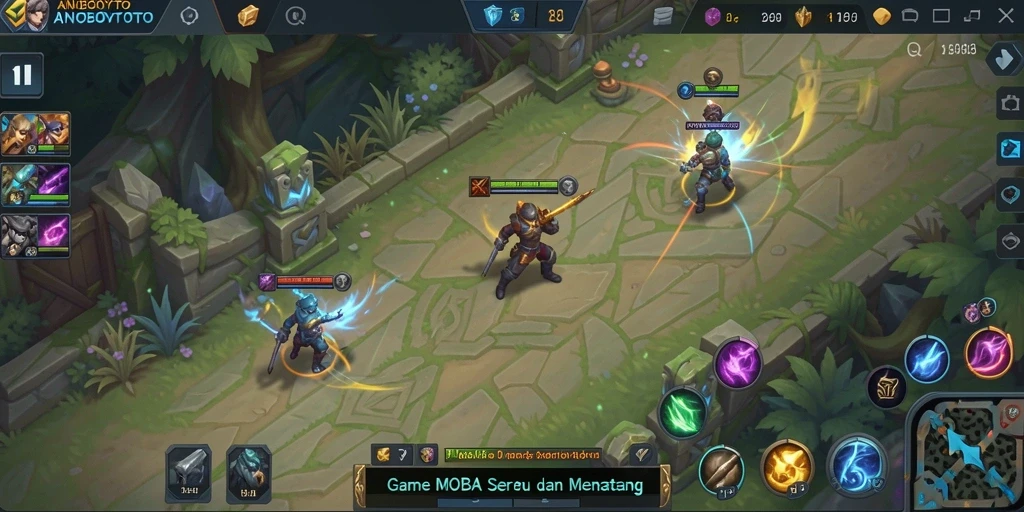 Screenshot gameplay ANOBOYTOTO dengan aksi seru di arena MOBA.