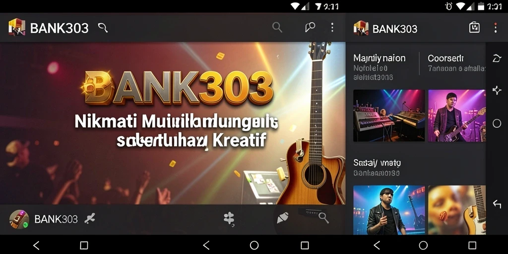 Screenshot utama BANK303 menampilkan antarmuka pengguna saat memutar musik.
