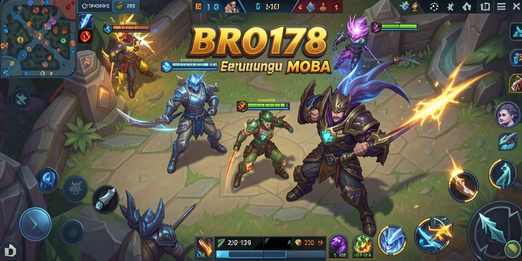 Tampilan dinamis dalam pertempuran MOBA BRO178 dengan grafis yang menakjubkan.