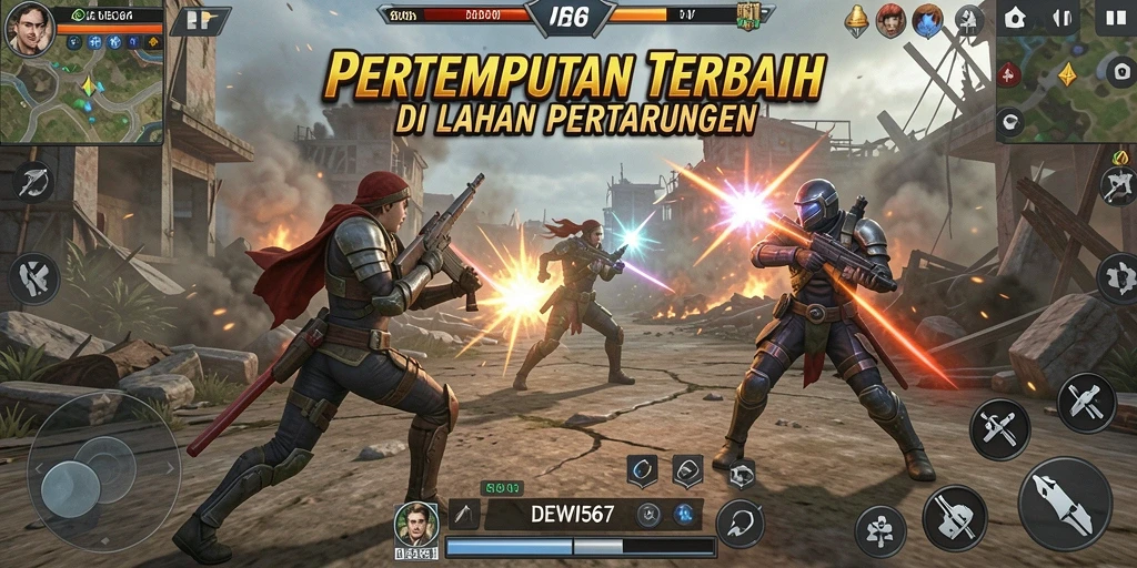 Tampilan gameplay DEWI567 yang menegangkan dalam pertempuran Battle Royale.