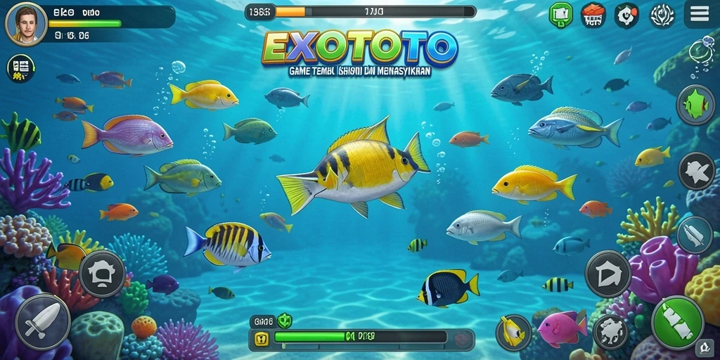 Screenshot gameplay menunjukkan aksi seru menangkap ikan.