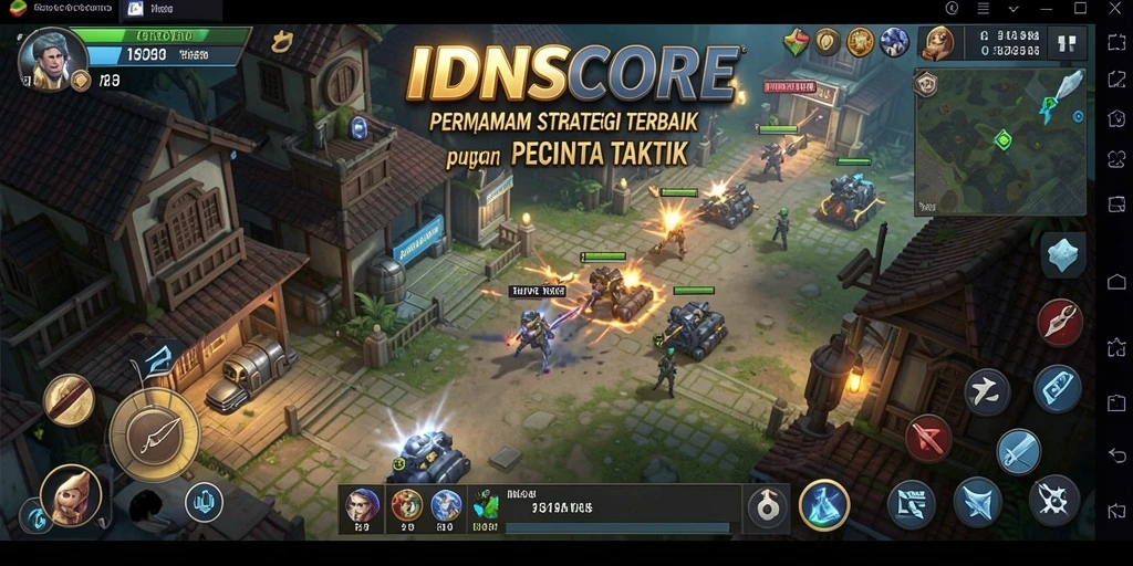 Tampilan gameplay mengesankan IDNSCORE dalam pertempuran strategi.