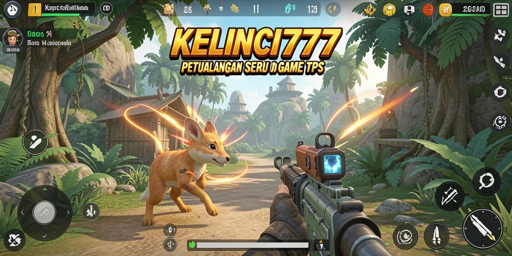 Tampilan gameplay KELINCI777 menampilkan aksi seru dalam pertempuran TPS.