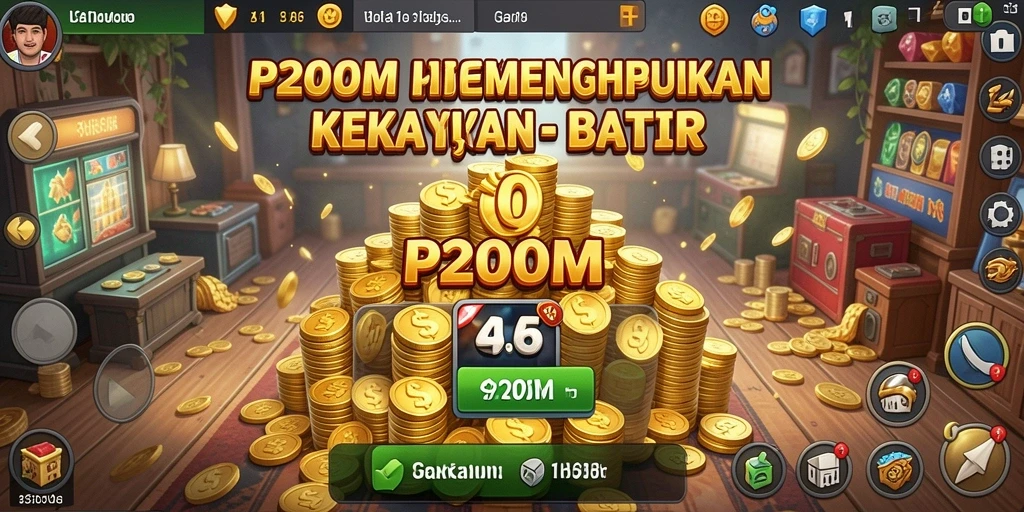 Tampilan gameplay P200M yang seru dalam mengelola kekayaan.