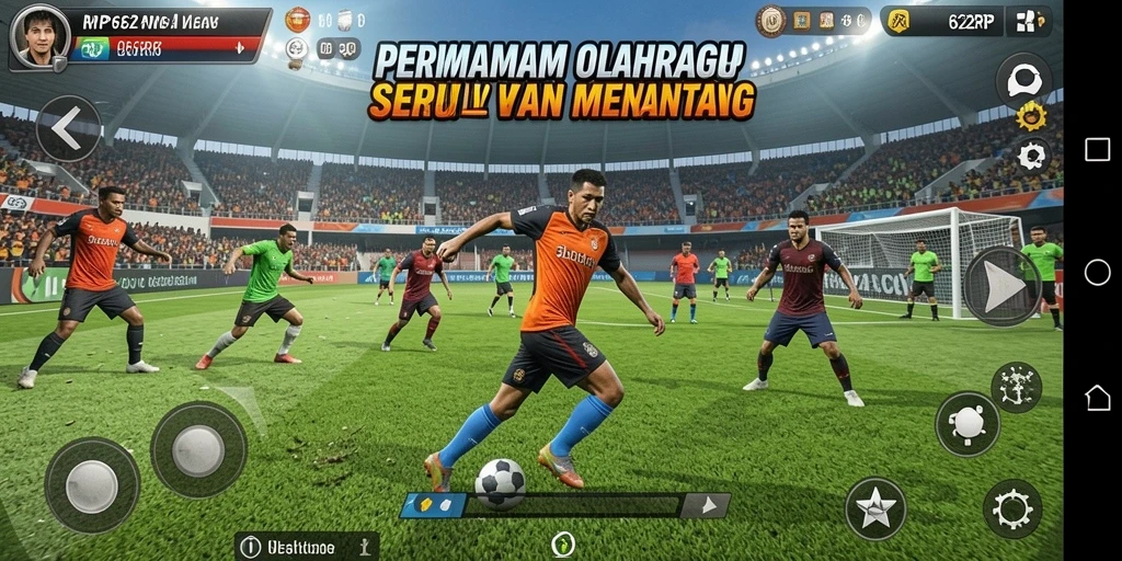 Tampilan gameplay RP62RP dengan aksi olahraga yang mendebarkan.