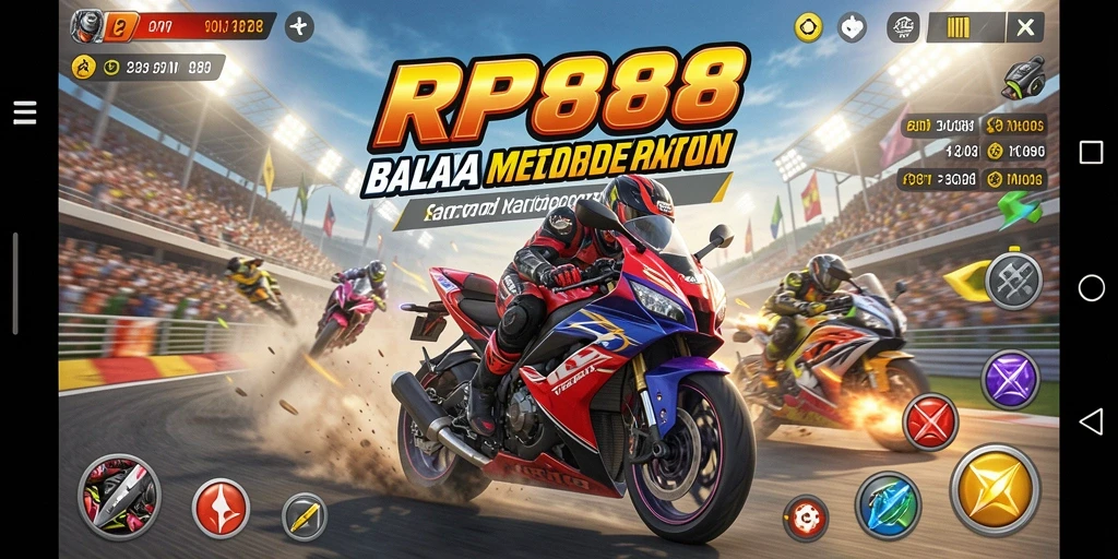 Gameplay mendebarkan di lintasan balap motor.
