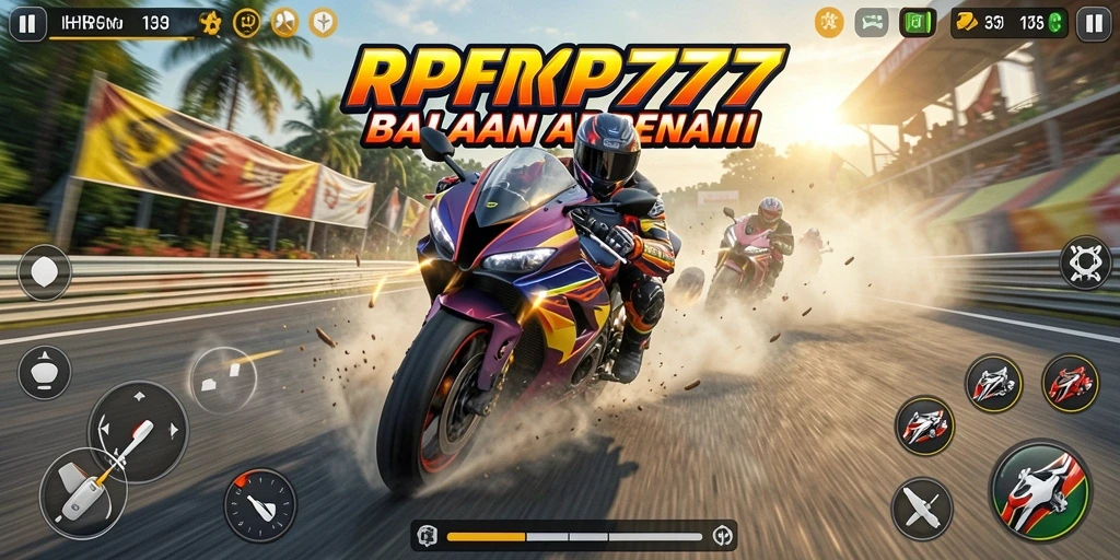 Screenshot RPRP777 menampilkan aksi balapan motor yang mendebarkan.