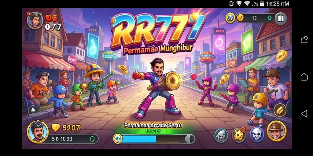 Tangkapan layar utama RR777 menampilkan aksi gameplay Arcade yang mendebarkan.