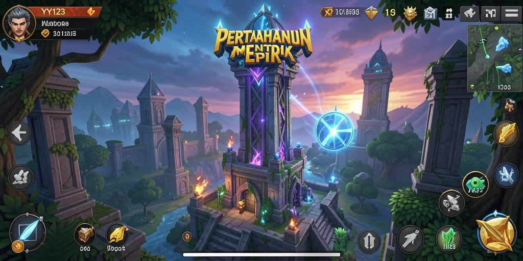 Tampilan gameplay seru dari YY123 dalam genre Tower Defense.
